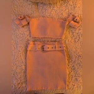 Hot and Delicious Light Pink Set Crop Top and Skirt Size Large